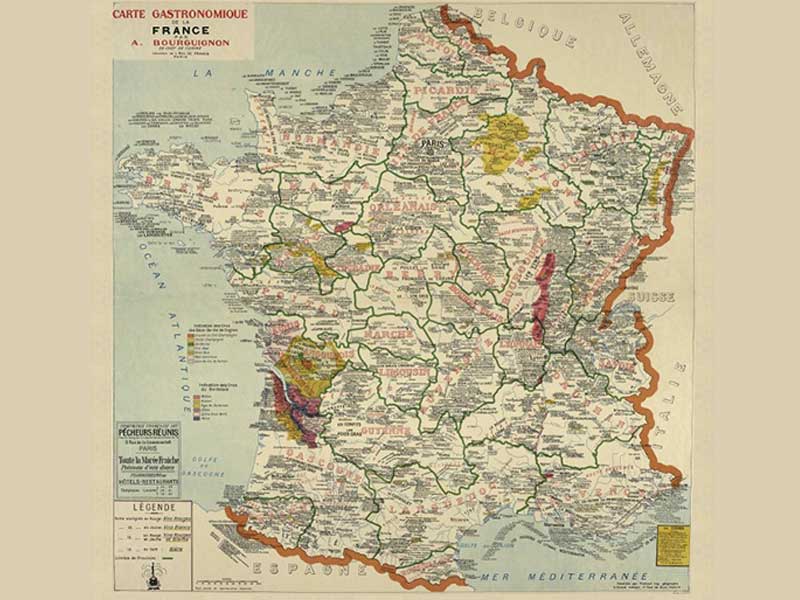 Création de la carte de la France gastronomique en tissu enduit en Haute-Loire, Auvergne