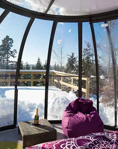 An unusual glass bubble accommodation under the snow in Haute-Loire, Auvergne
