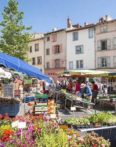 Un mercado de agricultores en Haute-Loire, Auvergne